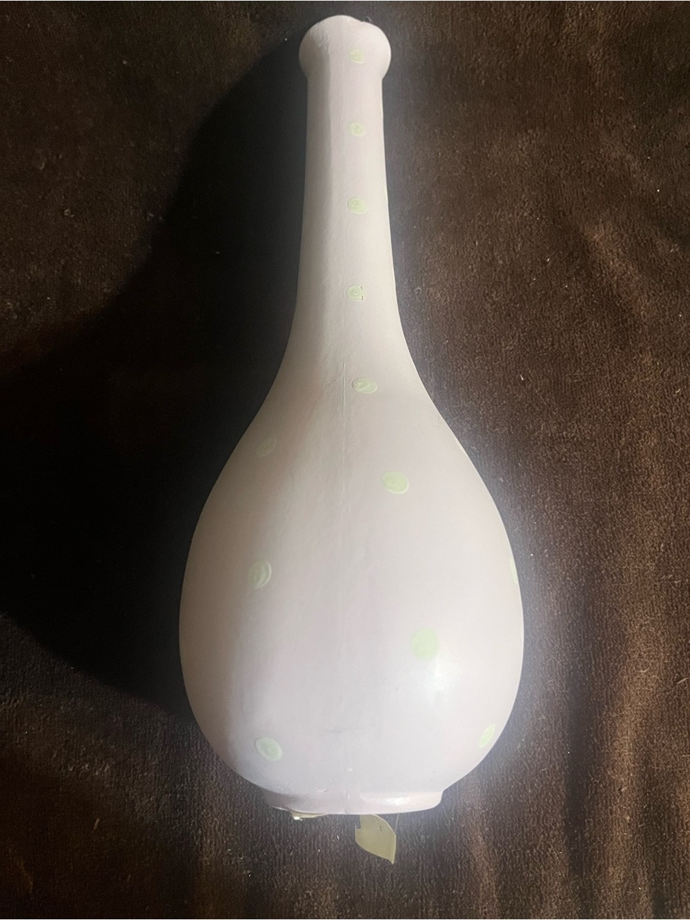 Hobby Lobby White Ceramic Bud Vase with Pale Green Dots